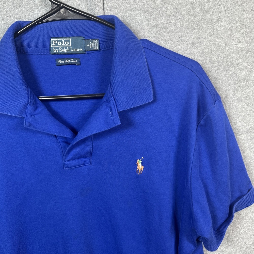 Polo Ralph Lauren Men's Pima Cotton Short Sleeve Polo Size Large Blue Pony Logo